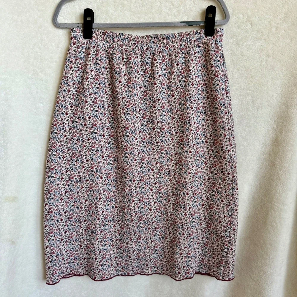 Hem & Thread Ditsy Floral Midi Skirt Grandmillennial Elastic Waist Womens L